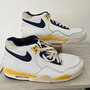 Nike Men's White and Yellow High-Top Sneakers